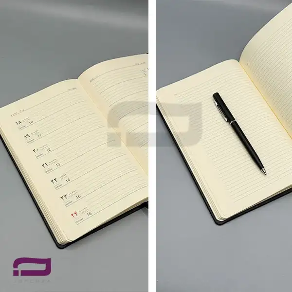 داخله سالنامه رقعی دستیار جلد چرم A920 با کاغذ تحریر 70 گرم کرم